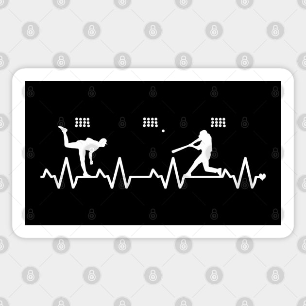 Heartbeat EKG Heat Rhythm Heart Love Baseball Lefty Hitter Dinger Sticker by TeeCreations